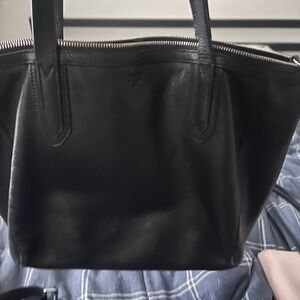 Fossil Black Leather Tote Bag